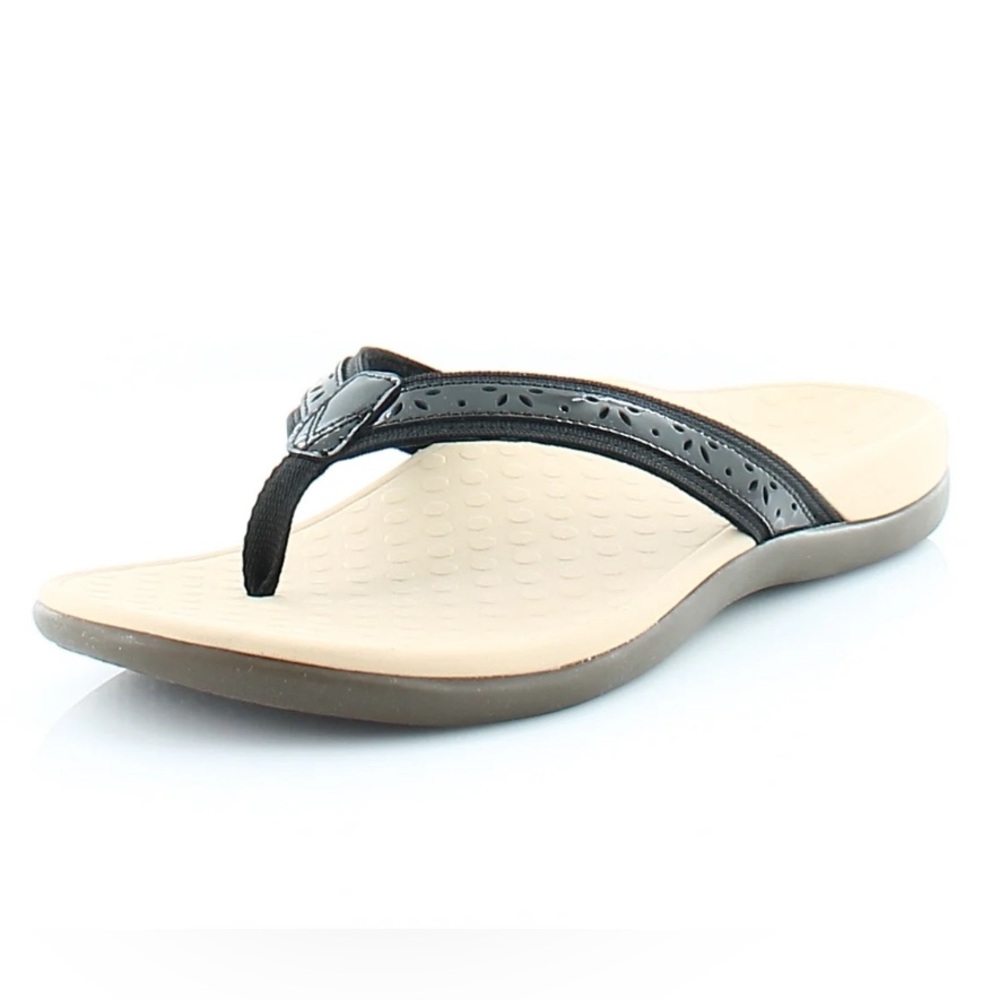 Vionic Women's Tide Casandra Black Toe Post Sandals 
Size 10W
